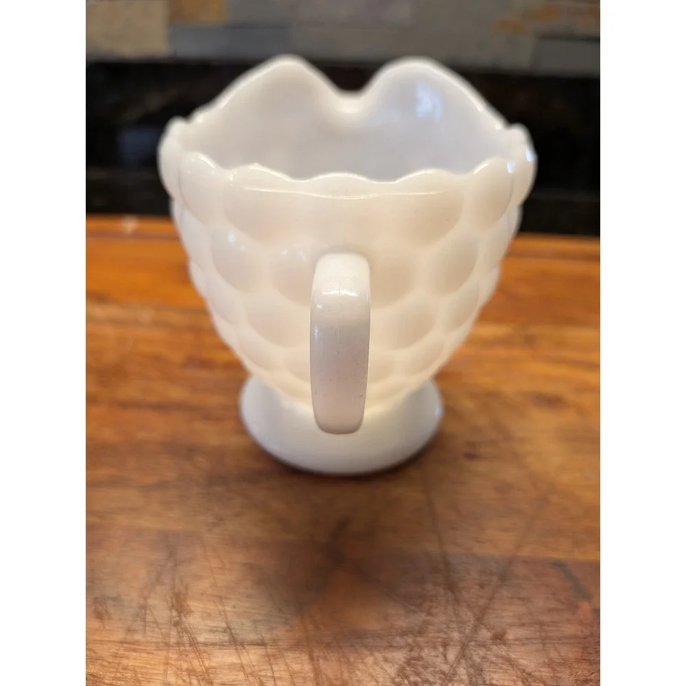 Vintage Westmoreland Milk‎ Glass English Hobnail Creamer Pitcher Set of 2 White